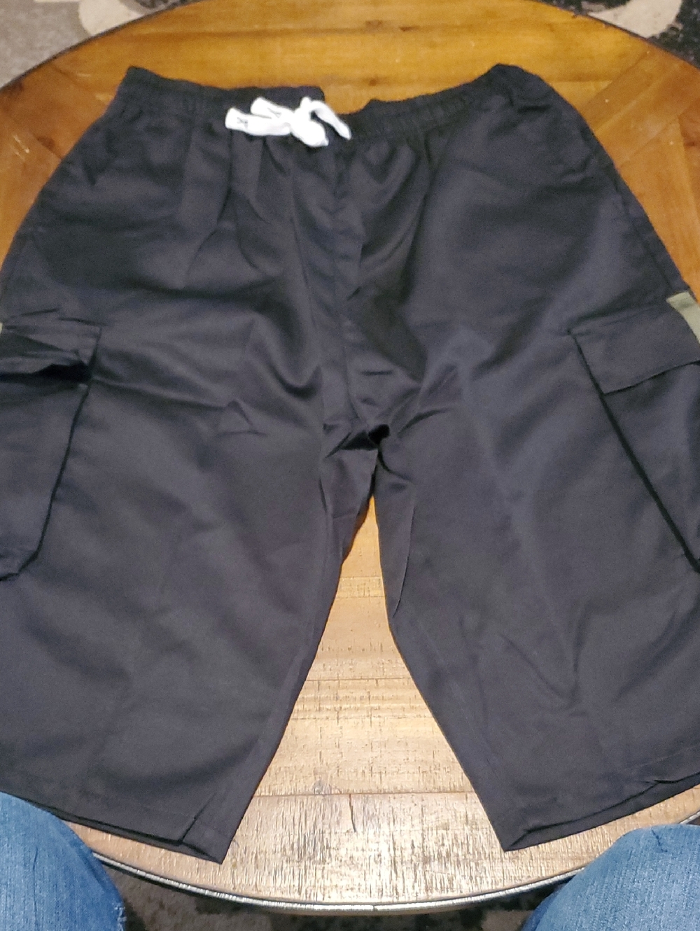 Men's Black Cargo Shorts with Drawstring